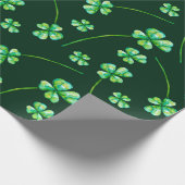Lucky green patroon met shamrocks cadeaupapier (Hoek)