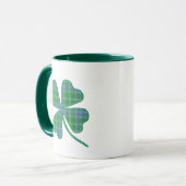 Lucky Green Plaid Shamrock Four-Leaf Clover  Mok (Voorkant links)