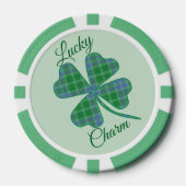 Lucky Green Plaid Shamrock Four-Leaf Clover  Poker Chips (Voorkant)