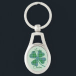 Lucky Green Plaid Shamrock Four-Leaf Clover Sleutelhanger<br><div class="desc">Green plaid shamrock or four-leaf clover for good luck all year long! This shamrock graphic can be transferred to many other products and re-sized. Text is customizable.</div>