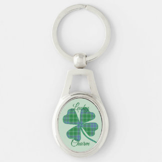 Lucky Green Plaid Shamrock Four-Leaf Clover  Sleutelhanger