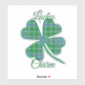 Lucky Green Plaid Shamrock Four-Leaf Clover  Sticker (Vel)