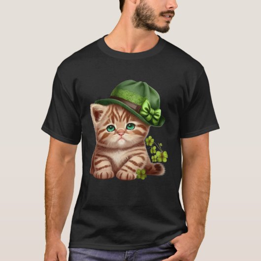 Lucky Green Proud Irish St Patricks Day Cat T-shirt (Voorkant)
