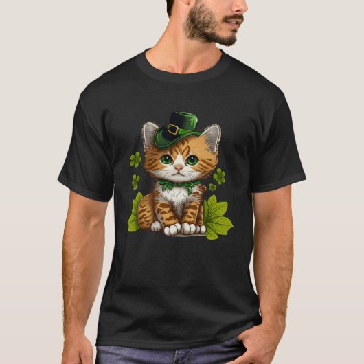 Lucky Green Proud Irish St Patricks Day Cat T-shirt (Voorkant)