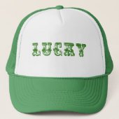 Lucky-Green Retro Fancy Tekstontwerp 3 Trucker Pet (Voorkant)