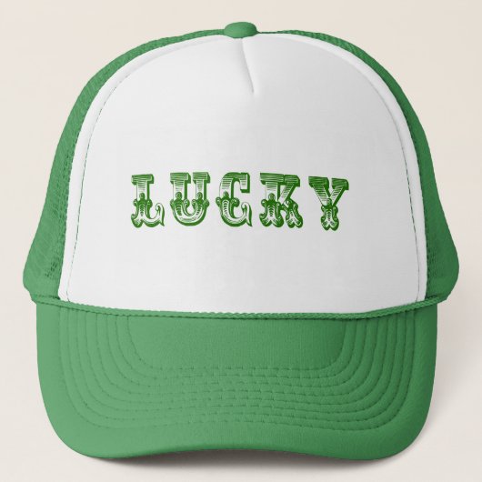 Lucky-Green Retro Fancy Tekstontwerp 3 Trucker Pet (Voorkant)