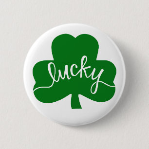 Lucky Green Shamrock Button