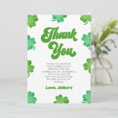 Lucky Green Shamrock Clover Birthday Party Bedankkaart (Staand voorkant)