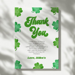 Lucky Green Shamrock Clover Birthday Party Bedankkaart