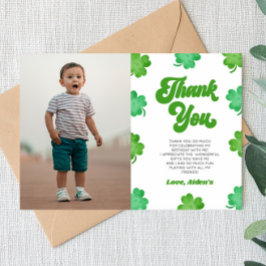 Lucky Green Shamrock Clover Picture Birthday Party Bedankkaart