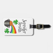 Lucky Green Shamrock Clover Rainbow Pot of Gold Bagagelabel (Voorkant horizontaal)