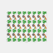 Lucky Green Shamrock Clover Rainbow Pot of Gold Fleece Deken (Voorkant (Horizontaal))