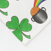 Lucky Green Shamrock Clover Rainbow Pot of Gold Fleece Deken (Hoek)