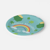 Lucky Green Shamrock Kleurrijke regenboogpot van g Papieren Bordje (Gekanteld)