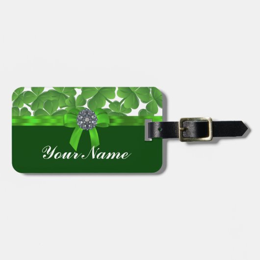 Lucky green shamrock patroon bagagelabel (Voorkant horizontaal)