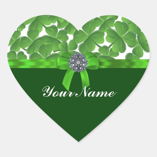 Lucky green shamrock patroon hart sticker (Voorkant)