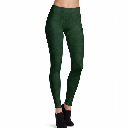 Lucky Green Shamrock Pattern St. Patrick's Day Leggings