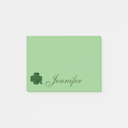 Lucky Green Shamrock Script Name Custom Post-it® Notes (Voorkant)