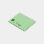 Lucky Green Shamrock Script Name Custom Post-it® Notes (Schuin)