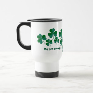 Lucky Green Shamrocks Blessings Saint Patricks Day Reisbeker