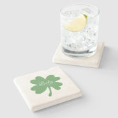 Lucky Green Shamrocks St. Patrick's Day Custom Stenen Onderzetter (Zijkant)