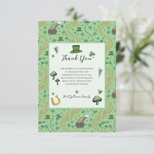 Lucky Green St Patrick's Day Ierse bedankkaart (Staand voorkant)
