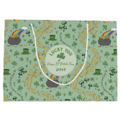 Lucky Green St Patricks Day Luck & Joy Custom Groot Cadeauzakje (Achterkant)