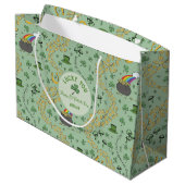 Lucky Green St Patricks Day Luck & Joy Custom Groot Cadeauzakje (Achterkant Gekanteld)
