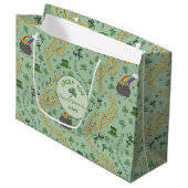 Lucky Green St Patricks Day Luck & Joy Custom Groot Cadeauzakje (Voorkant Gekanteld)