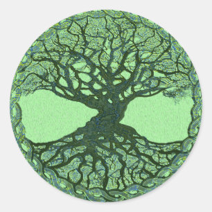 Lucky Green Tree of Life Ronde Sticker