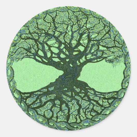 Lucky Green Tree of Life Ronde Sticker (Voorkant)