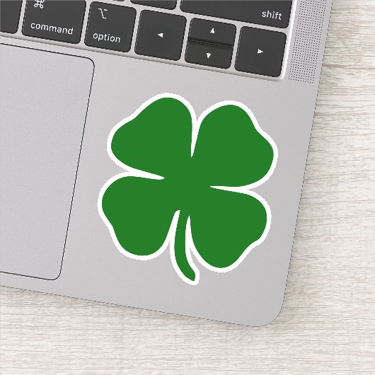 Lucky Green Vierbladige Klaver Iers Sticker (Detail)