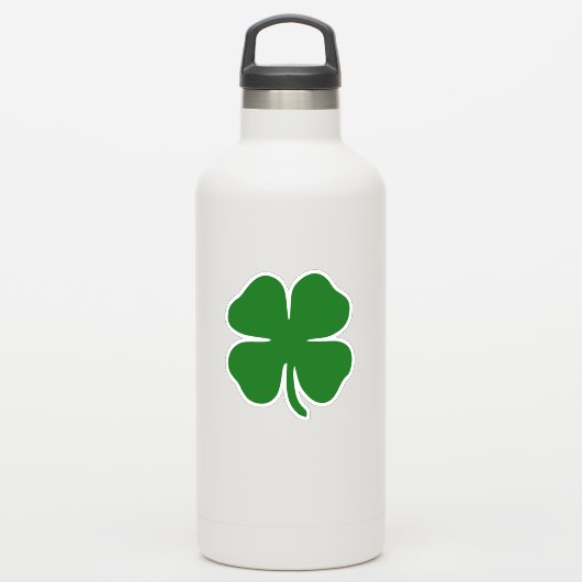 Lucky Green Vierbladige Klaver Iers Sticker (Waterfles)