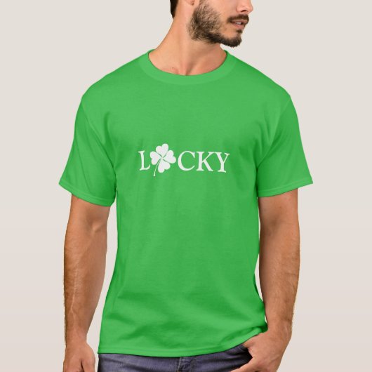 Lucky green white Clover shamrock St. Patrick's T-shirt (Voorkant)