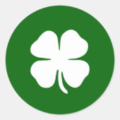 Lucky Green White Four Leaf Clover Iers Ronde Sticker (Voorkant)