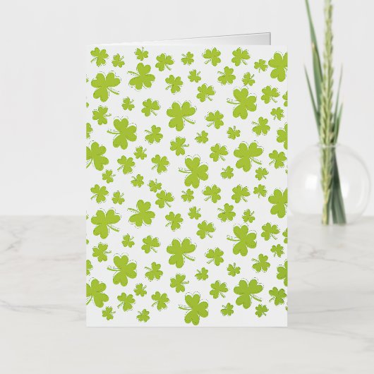 Lucky Greetings Clover Shamrock Folie Wenskaart (Voorkant)