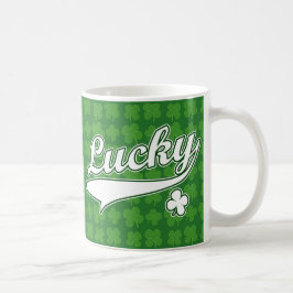 Lucky, groen/wit 4-bladklaver koffiemok