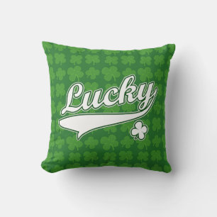 Lucky, groen/wit 4-bladklaver kussen