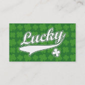 Lucky, groen/wit 4-bladklaver visitekaartje (Achterkant)