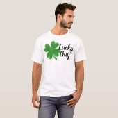 Lucky Guy 4 Blad Klaver St. Patrick's Day Groen T-shirt (Voorkant volledig)