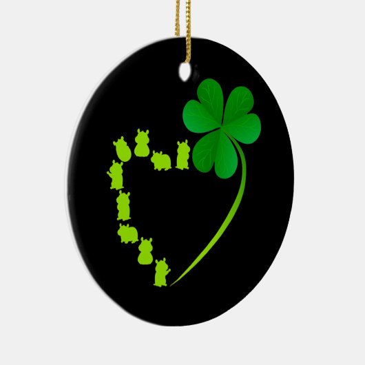 Lucky Hamster Shamrock Heart Keramisch Ornament (Rechts)