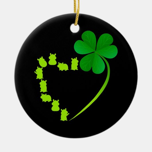 Lucky Hamster Shamrock Heart Keramisch Ornament (Voorkant)