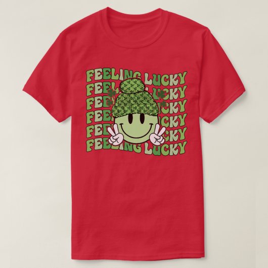 Lucky Happy Face Shamrock St Patricks Day T-shirt (Design voorkant)