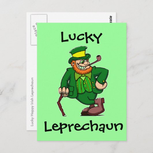 Lucky Happy Irish Leprechaun Briefkaart (Voorkant / Achterkant)