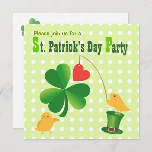 Lucky Happy St. Patrick's Day Uitnodiging (Voorkant / Achterkant)