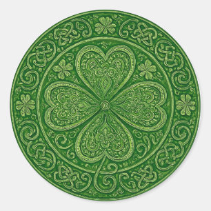 Lucky Harmony: Keltische Vierbladige Mandala Ronde Sticker