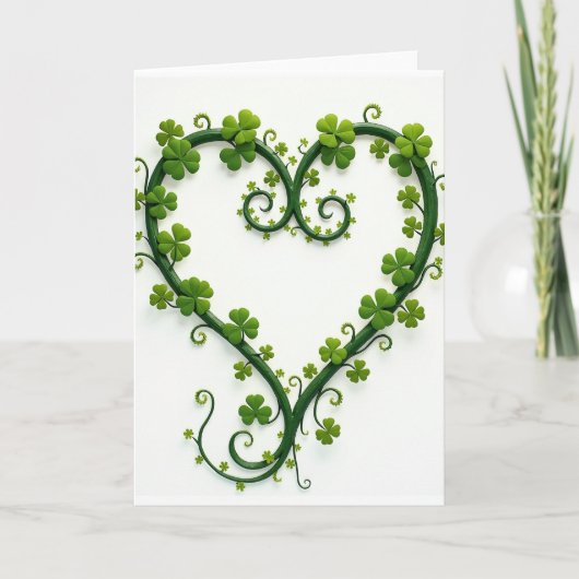 Lucky Heart Clover Wijnstok Kaart (Voorkant)