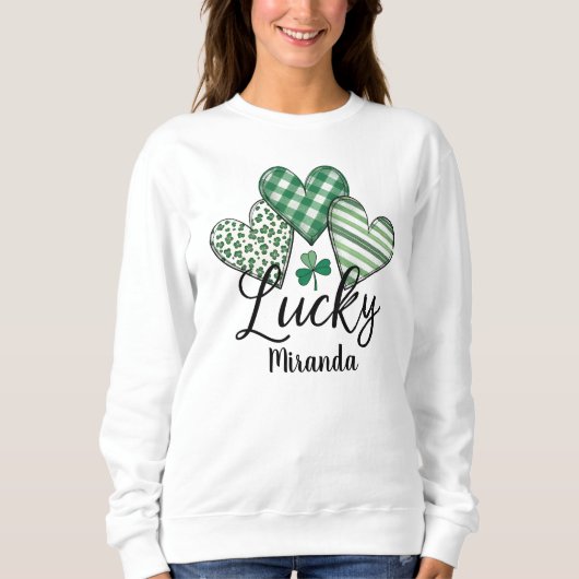 Lucky Hearts: Custom St. Patrick's Day Vrouwen Trui (Voorkant)