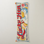 Lucky Hen Retro Feed Sack Design Lichaamskussen (Voorkant Verticaal)