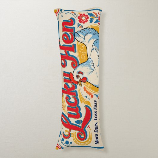 Lucky Hen Retro Feed Sack Design Lichaamskussen (Voorkant Verticaal)